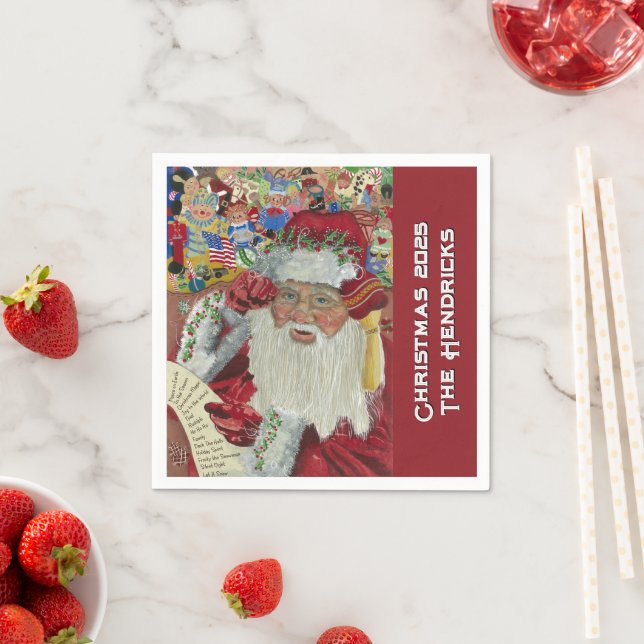 Classic Santa Holiday 2025 — Custom Family Napkin (Insitu)