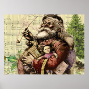 Classic Santa Illustration Poster