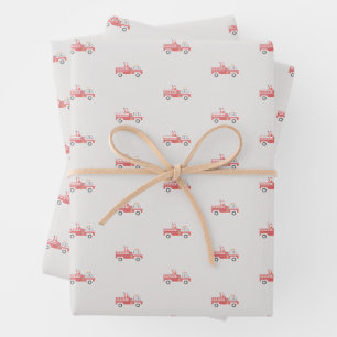 Classic Santa on a Firetruck Christmas Wrapping Paper Sheet