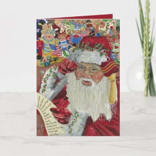 Classic Santa Red Inside Checking It Twice Holiday Card