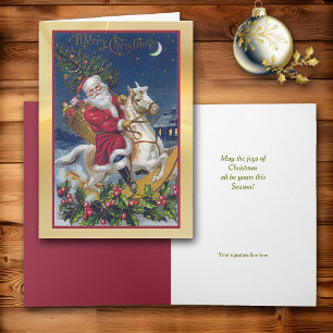 Classic Santa Rocking Horse Christmas Card