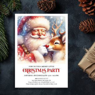 Classic Santa Rudolph Christmas Eve Celebration  Invitation