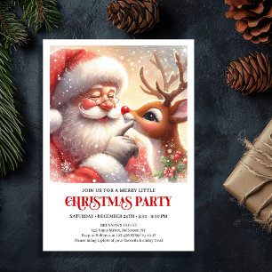 Classic Santa Rudolph Holiday Magic Winter Party  Invitation