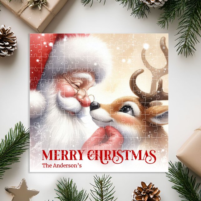 Classic Santa Rudolph Personalized Christmas Kids  Jigsaw Puzzle (Classic Santa Rudolph Personalized Christmas Kids Puzzle Gift

)