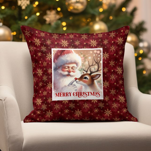 Classic Santa Rudolph Pillow Merry Xmas Warmth  (Classic Santa Rudolph Pillow Merry Xmas Warmth )