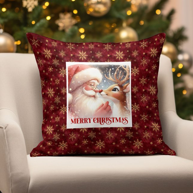 Classic Santa Rudolph Xmas Pillow Cute Holiday Joy (Classic Santa Rudolph Xmas Pillow Cute Holiday Joy)