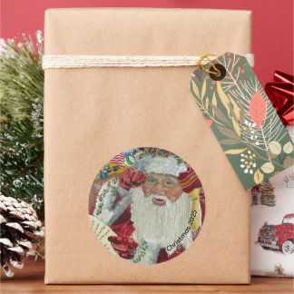 Classic Santa Stickers - Checking It Twice (Round)