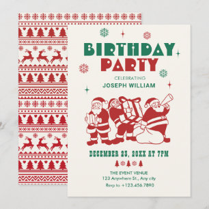 Classic santa winter birthday invitation