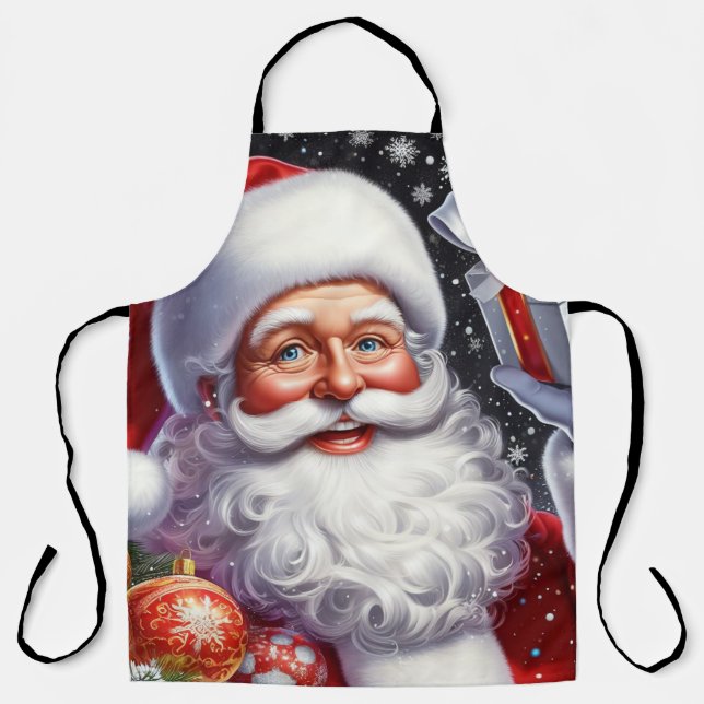 Classic Santa with present & ornaments Apron (Front)