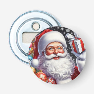 Classic Santa with present & ornaments Bottle Opener