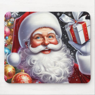 Classic Santa with present & ornaments Mouse Mat
