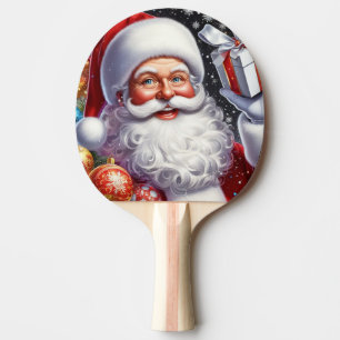 Classic Santa with present & ornaments Ping Pong Paddle