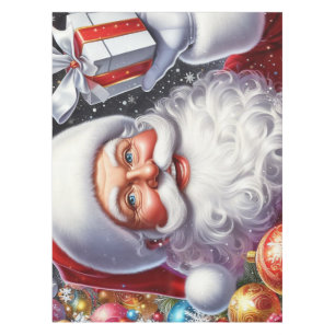 Classic Santa with present & ornaments Tablecloth