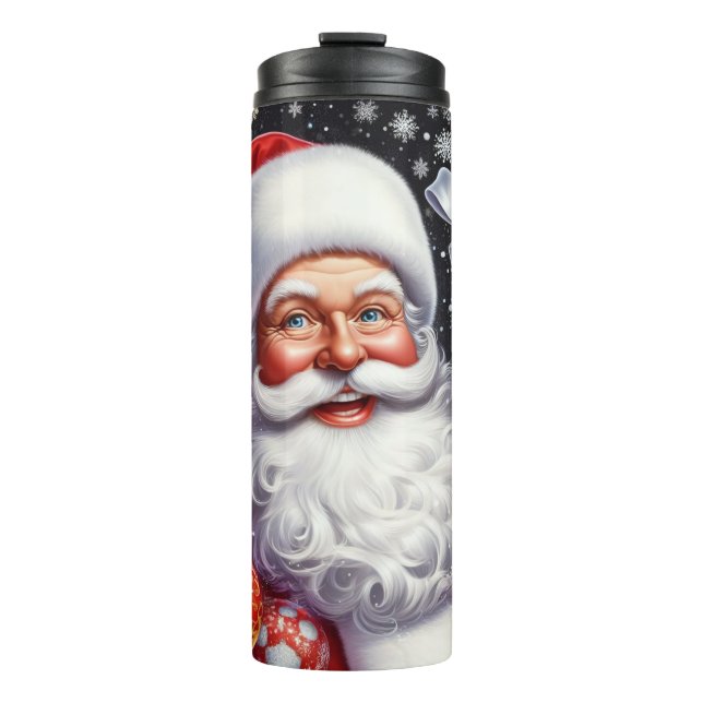 Classic Santa with present & ornaments Thermal Tumbler (Front)