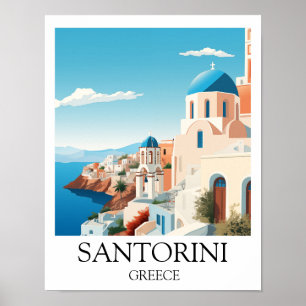 Classic Santorini Travel Artwork - Vintage Greek  Poster