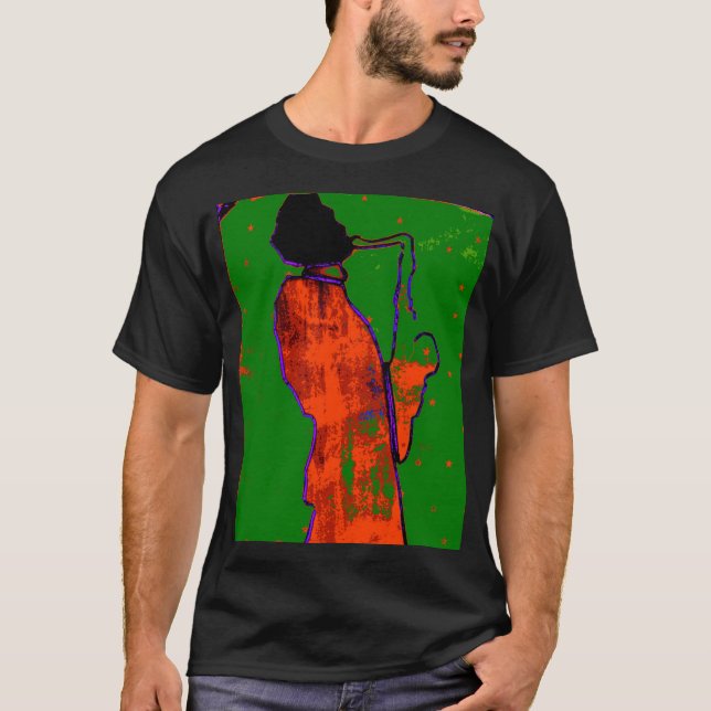 Classic saxman stained glass pattern tee (Front)