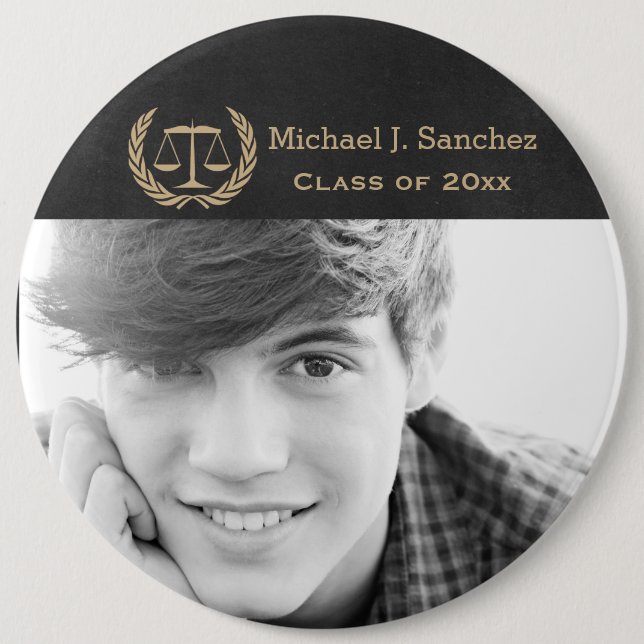 Classic Scales of Justice Law School Graduation 6 Cm Round Badge (Front)