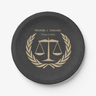 Classic Scales of Justice Law School Graduation Paper Plate