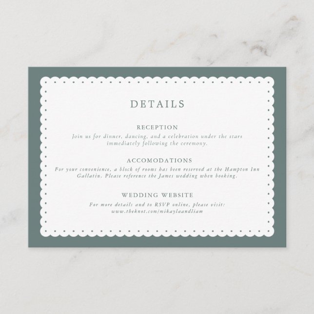 Classic Scalloped Edge Wedding Enclosure Card (Front)