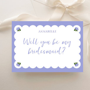 Classic Scalloped Hydrangea Bridesmaid Proposal  Card