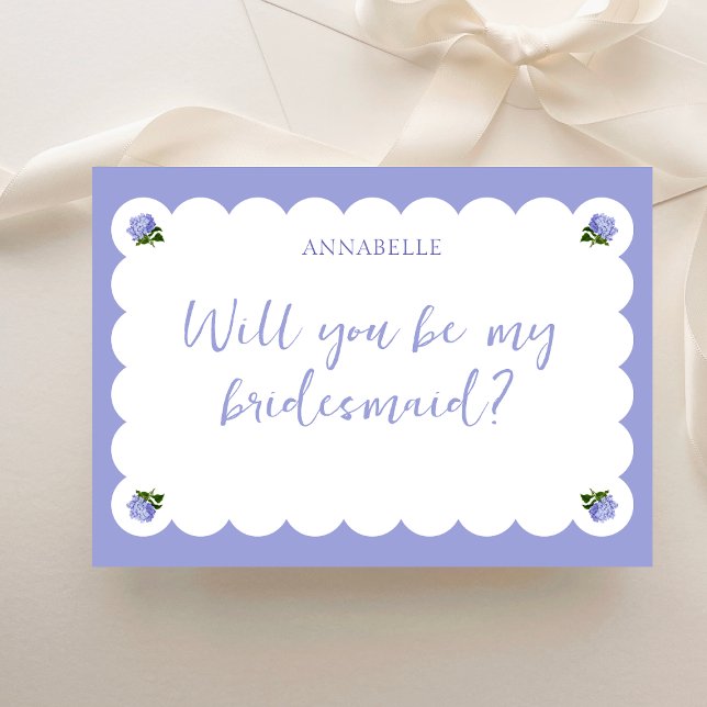 Classic Scalloped Hydrangea Bridesmaid Proposal  Card (Creator Uploaded)