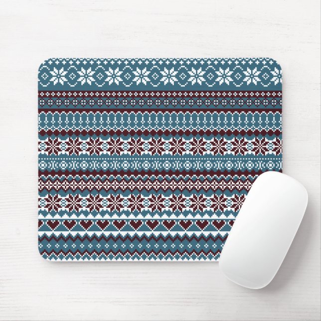 Classic Scandinavian Christmas Sweater Pattern Mouse Mat (With Mouse)
