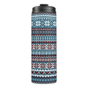 Classic Scandinavian Christmas Sweater Pattern Thermal Tumbler