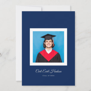Classic Scholar Blue High School Photo Grad Announcement