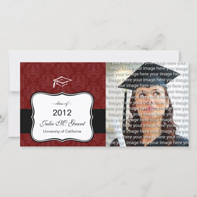 Classic School Graduation Photo Announcement Cards (Front)