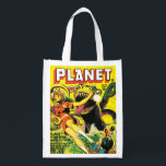 CLASSIC SCIENCE FICTION RETRO PLANET COMICS REUSABLE GROCERY BAG<br><div class="desc">A funky Reusable Grocery Bag,  with the cover of the Retro science fiction magazine Planet Comics,  No. 42,  May 1946. The cover art is by Joe Doolin. Available in other styles. Visit our store for more Sci Fi Gifts and other articles.</div>