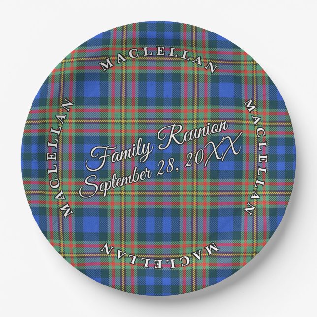 Classic Scots Clan MacLellan Tartan Event Paper Plate (Front)