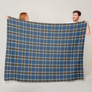 Classic Scottish Clan Thompson Blue Tartan Plaid Fleece Blanket
