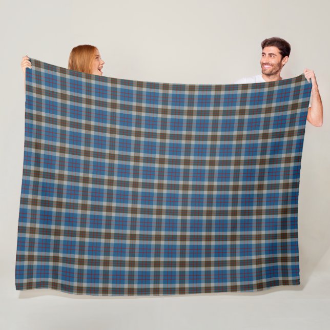 Classic Scottish Clan Thompson Blue Tartan Plaid Fleece Blanket (In Situ)