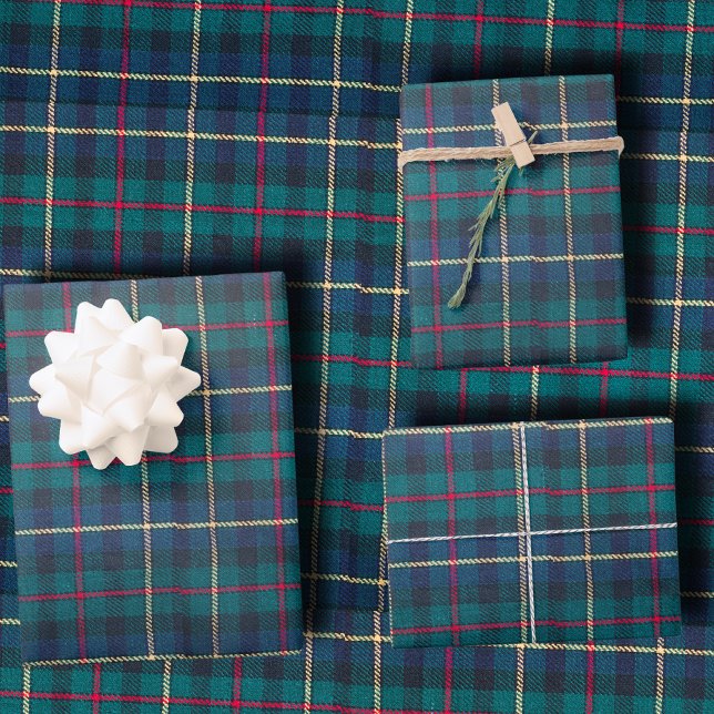 Classic Scottish Hunter Green & Navy Clan Tartan Wrapping Paper Sheet (Creator Uploaded)