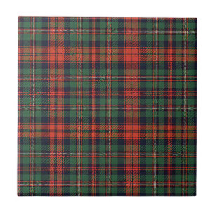 Classic Scottish Tartan Red & Green Plaid Pattern Tile