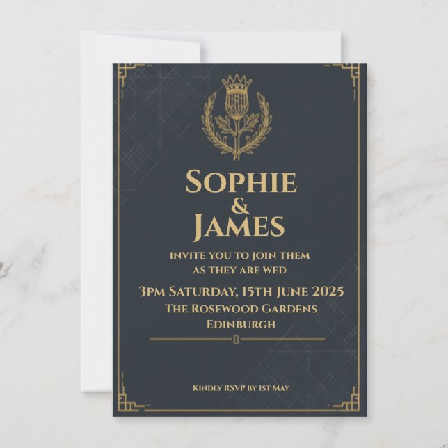 Classic Scottish Tartan & Thistle Invitation (Front)