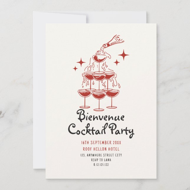 classic scribble doodle cocktail party invitation (Front)