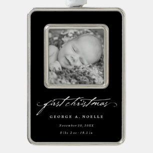 Classic Script Baby 1st Christmas Photo Ornament