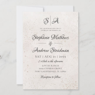 Classic Script Beige Watercolor Wedding Invitation