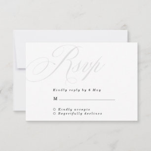 Classic Script Black and Grey Wedding RSVP Card