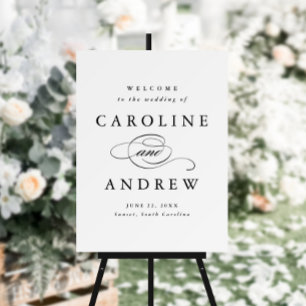 Classic Script Black and White Wedding Welcome Poster
