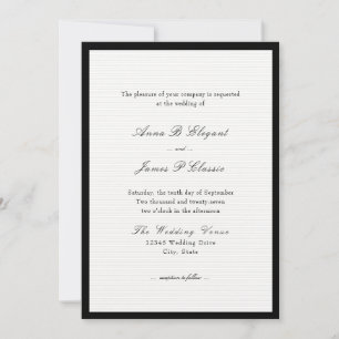 Classic Script Black Wedding Invitation