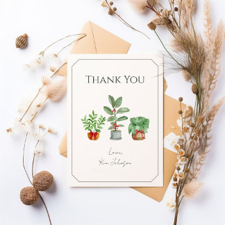 Classic Script Botanical Greenery Thank You Card