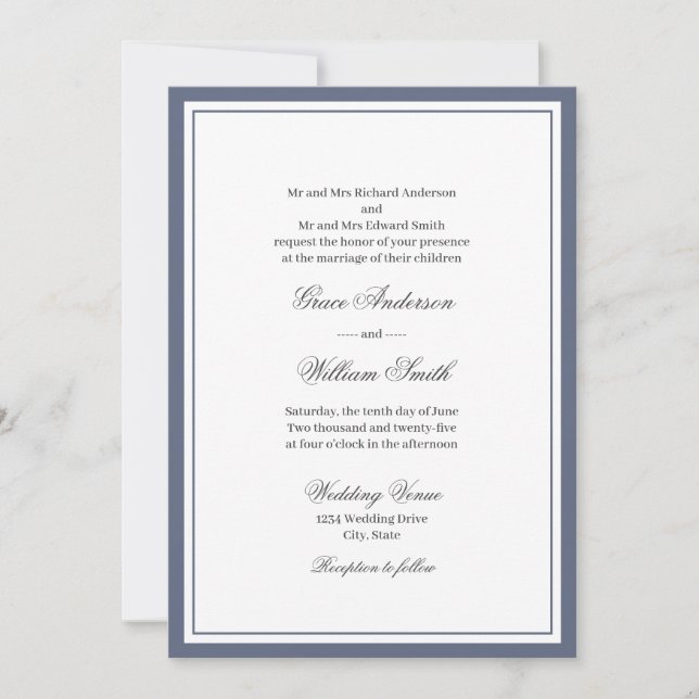 Classic Script Both Parents Wedding Invitation (Front)