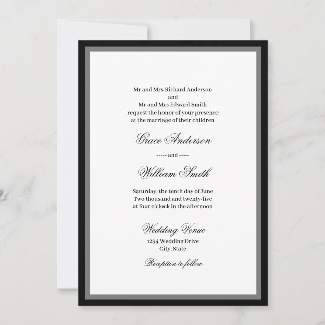 Classic Script Both Parents Wedding Invitation (Front)