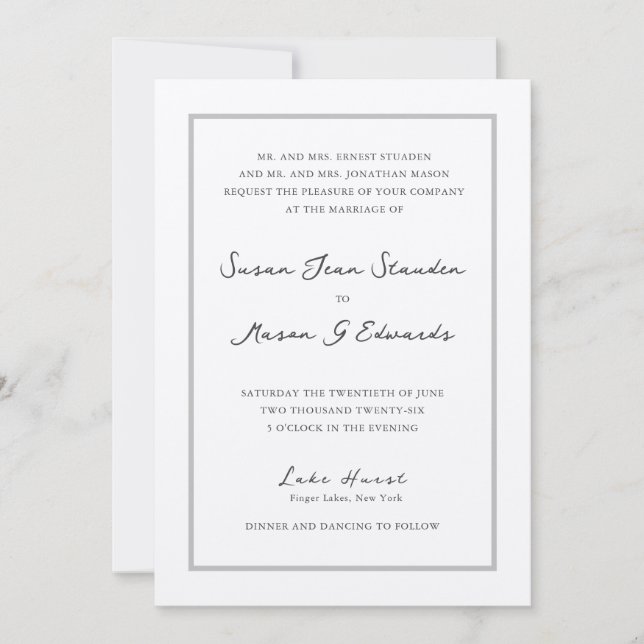 Classic Script Custom Quote Wedding Invitation (Front)