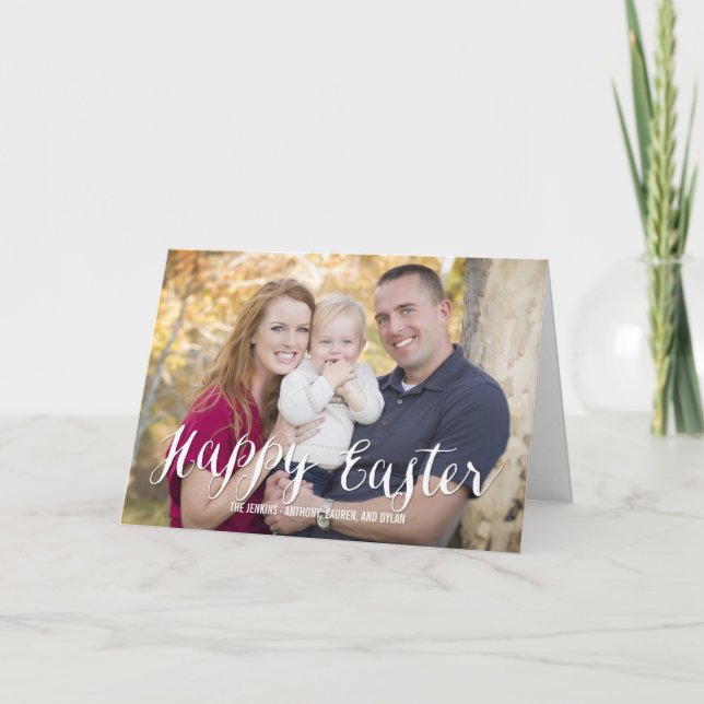 Classic Script Easter Photo Card (Front)