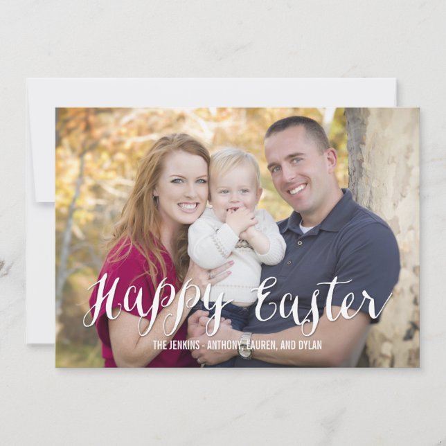 Classic Script Easter Photo Cards Editable Color (Front)