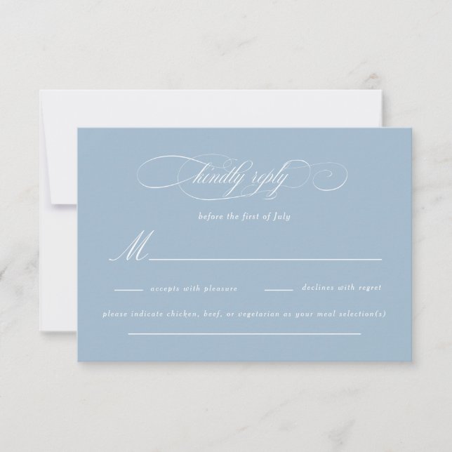 Classic Script Elegance Wedding RSVP Card (Front)