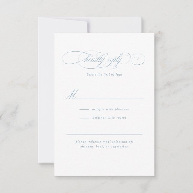 Classic Script Elegance Wedding RSVP Card (Front)